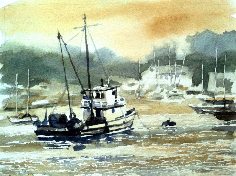 Monterey Harbor Boat by artist John West